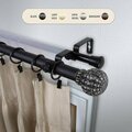 Kd Encimera 1 in. Velia Double Curtain Rod with 66 to 120 in. Extension, Black KD3723253